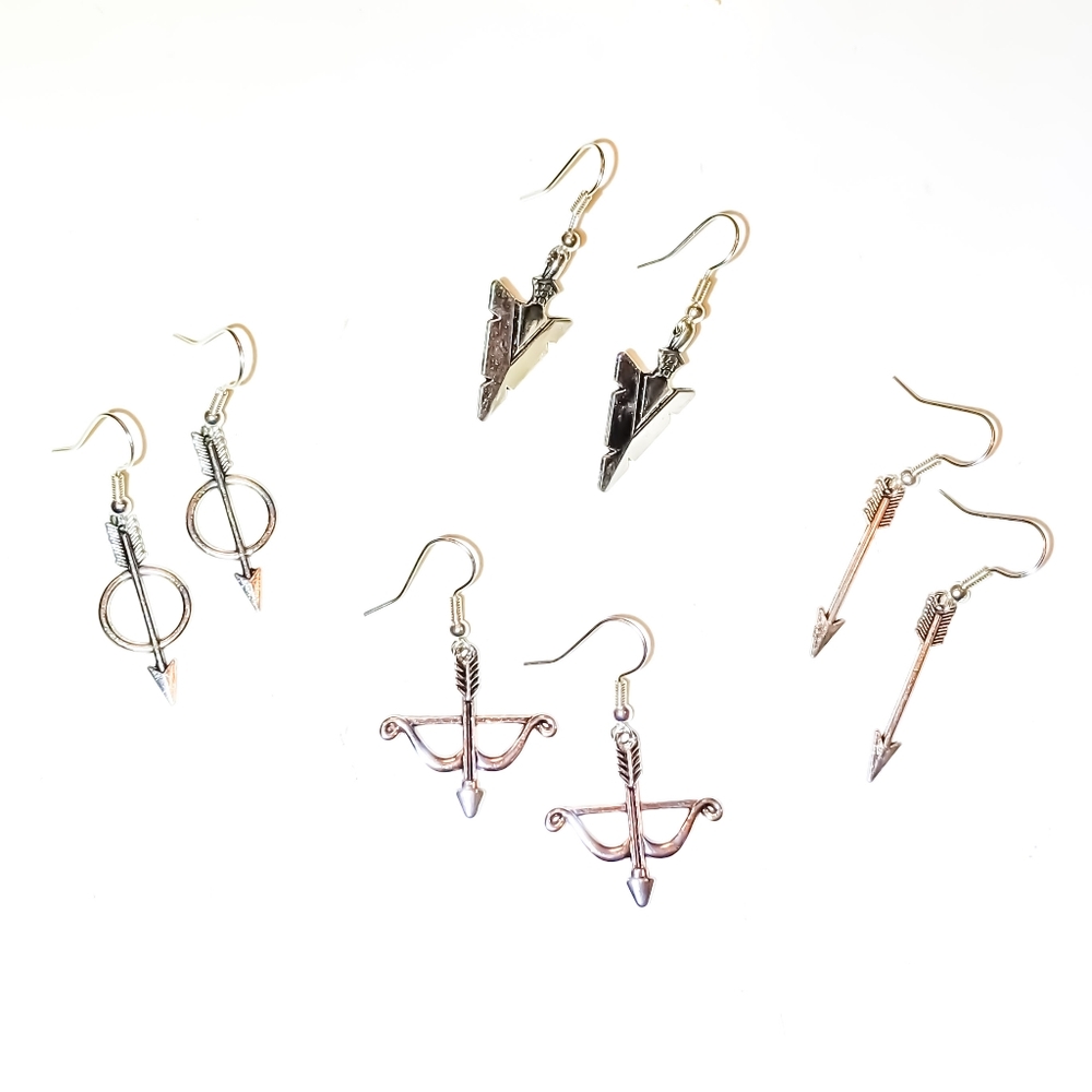 925 Sterling Silver Earrings | Silver Crossbow - Picture 2 of 5
